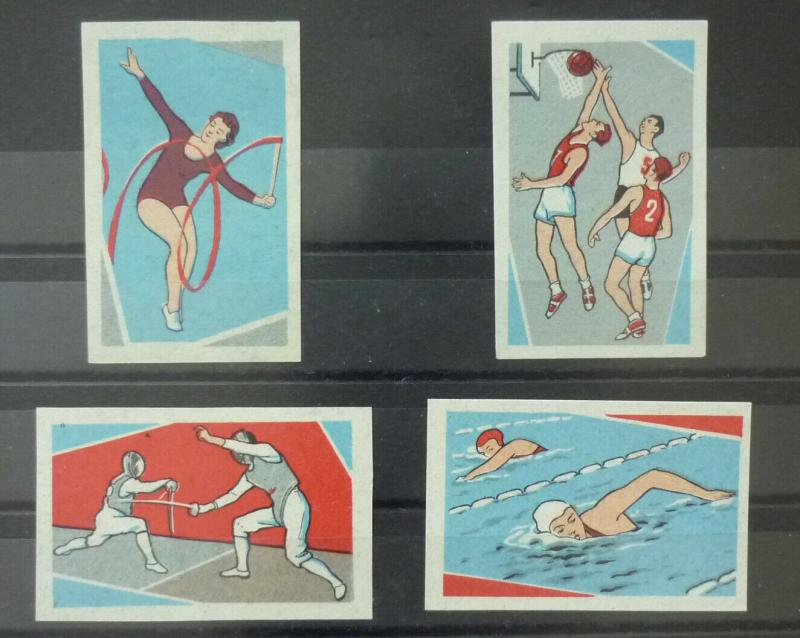 Match Box Labels ! sport athletics basketball crawling swimming GN95