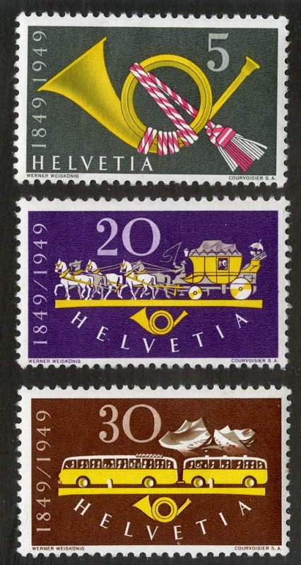 SWITZERLAND 325-7 MNH SCV $1.50 BIN $1.00 TRANSPORTATION