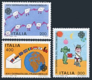 Italy 1573-1575,MNH.Mi 1864-1866. Stamp Day & World Communications Year WCT-1983