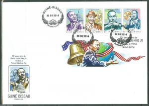 GUINEA BISSAU  2014 50th  ANNIV OF MARTIN LUTHER KING JR'S NOBEL PRIZE SHT  FDC