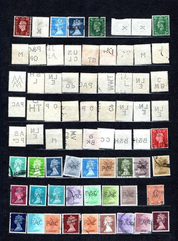 COLLECTION OF PERFINS ON DOUBLE-SIDED PAGE (INCLUDING FOREIGN)