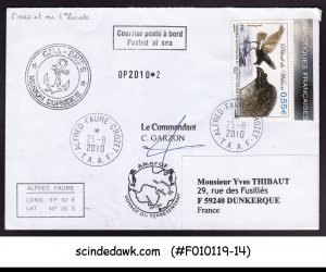 FRENCH TERRITORIES IN THE ANTARCTIC 2010 SPECIAL COVER OF CMA SHIPS WITH CANCL.