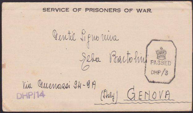 INDIA 1942 P.O.W. lettersheet to Italy ex Camp 27 Passed Censor.............6474