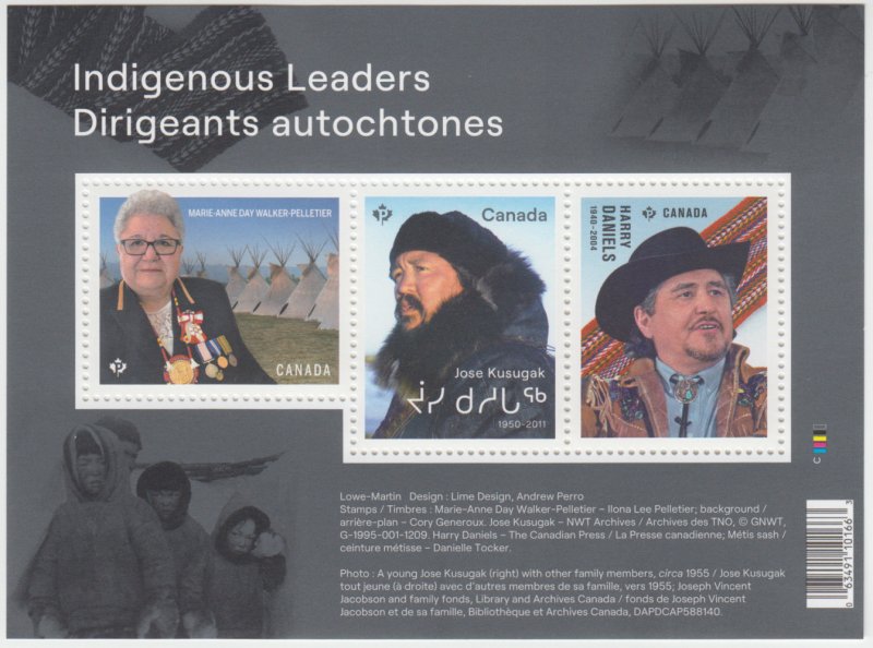 Canada - *NEW*  Indigenous Leaders Souvenir Sheet (2022)  - MNH