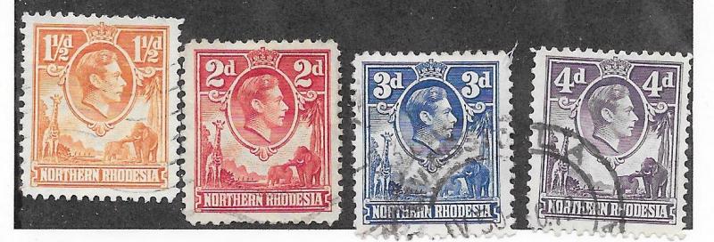  Northern Rhodesia  #30,32,36 &40 George VI U) CV $1.45