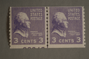 United States #842 Coil Line Pair w/ Plate Number MNH