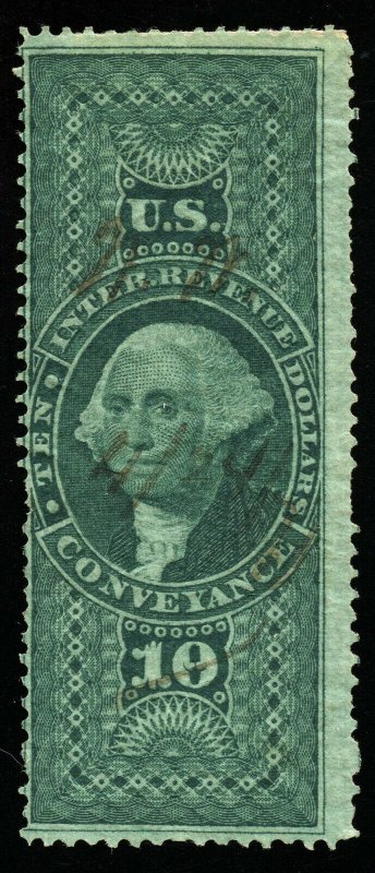 B312 U.S. Revenue Scott R94c $10 Conveyance, manuscript cancel, SCV = $77.50