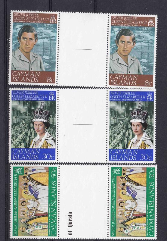 Cayman Islands 1977 #379-81 MNH CS Gutter Pairs