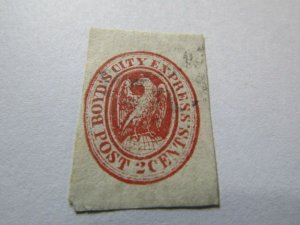 US Local Stamps, Scott #20L12, 2c 1856 Brick Red on White-Unglazed paper, Used,