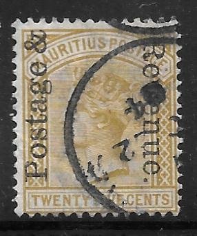 Mauritius 121: 25c Victoria overprint, used, F