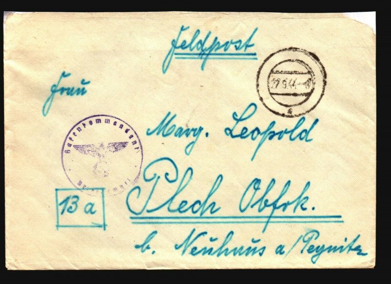 Italy 1944 German Feldpost w/ Letter - Z17635