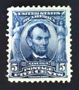 Scott #304 - F/VF - 5c Blue - Lincoln - NG - Tear - 1903