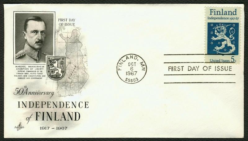 #1334 5c Finland Independence, Art Craft-Addressed FDC **ANY 5=FREE SHIPPING** 