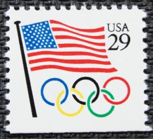 US #2528 MNH Booklet Single, Flag/Olympic Rings SCV $.60 L3