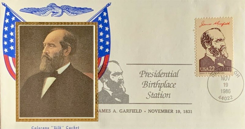 Colorano Silk 2218 Presidential Birthplace Station James A. Garfield Orange Ohio