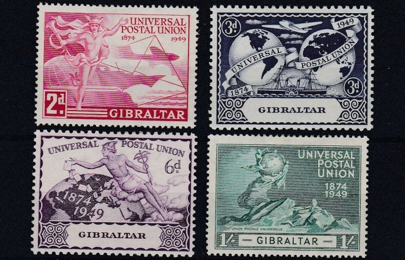 GIBRALTAR     1949  UPU SET OF 4  MH 