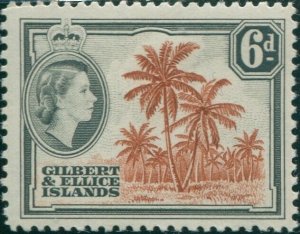 Gilbert & Ellice Islands 1956 SG70 6d Coconut Palms QEII MNH