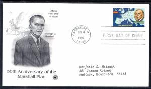 US 3141 Marshall Plan PCS Typed FDC