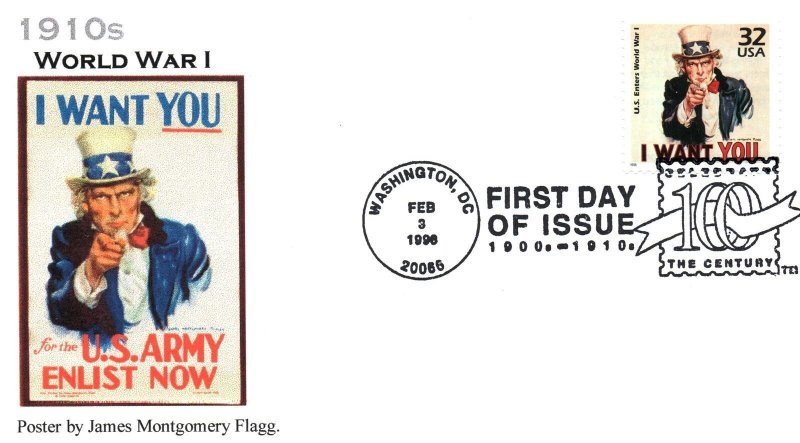 US FIRST DAY COVER I WANT YOU FOR THE U.S. ARMY BY FLAGG / GINSBURG CACHET 1998