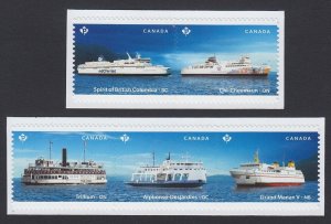 FERRY, BOAT, SHIP = Set of 5 = Strip of 3 & Pair cut fr Booklet MNH Canada 2023