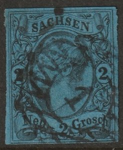 Saxony 1855 Sc 11 used small thin