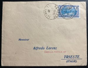 1930 Papeete Tahiti Cover to Trieste Italy Sc# 68