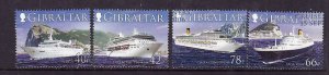 Gibraltar-Sc#1052-5-used set-Cruise Ships-2006-small hinge remnant on backs-