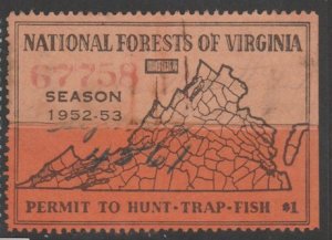 U.S. Scott Scott #VA-NF-15 National Forests of Virginia Stamp - Used Single