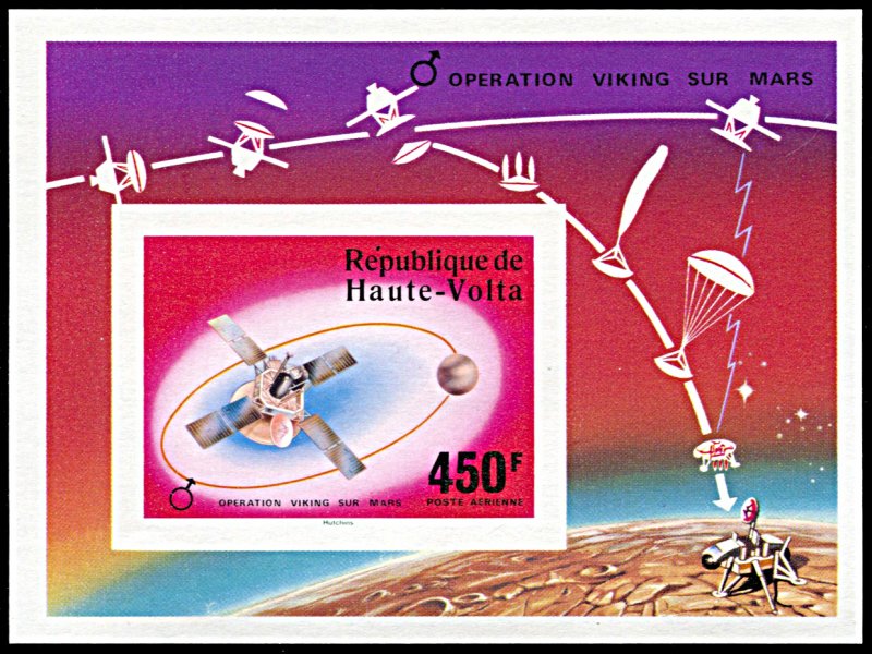 Upper Volta C240, MNH imperf., Viking Spacecraft souvenir sheet