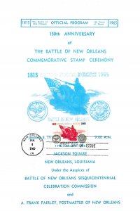 Battle New Orleans Sesqui. Celebration Cmsn Ceremony Program 1261 C3  1965