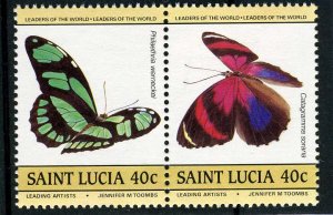 Saint Lucia 1985 BUTTERFLIES set 2 values Perforated Mint (NH)