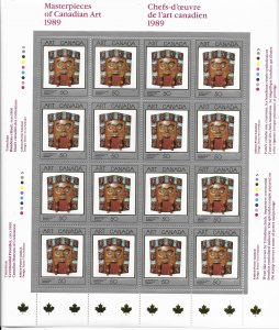 Canada 1241  1989  art stamp sheet 16  vf mint nh