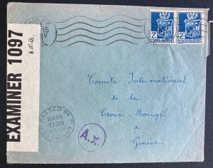 1943 Oran French Algeria Censored Cover  To Red Cross Geneva Switzerland