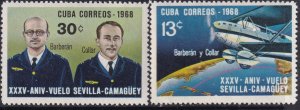 Sc# 1336 / 1337 Cuba 1968 Seville Camaguey Flight complete set MNH CV: $5.00