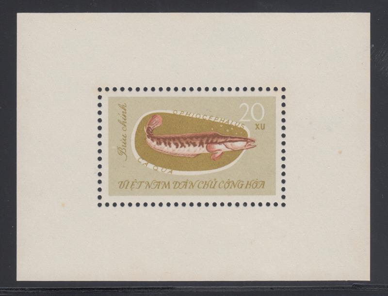 Viet Nam Sc 267a MNH. 1963 20xu Fish perforated Souvenir Sheet, NGAI, CV: $67.50