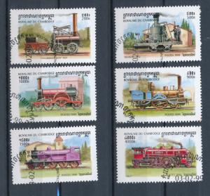 Cambodia 1999 - Scott 1797 .. 1802, set of 6 CTO - Trains