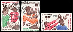 Mali C338-C340, CTO, World Cup Football Winners Overprint