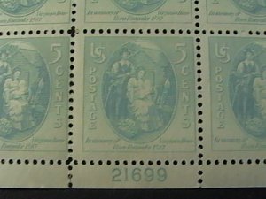 US # 796-MINT NEVER/HINGED-----PLATE # BLOCK OF SIX---VIRGINIA DARE--1937