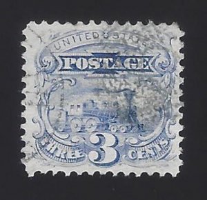 US #114 1869 Ultramarine Perf 12 G-Grill Used VF Scv $17.50