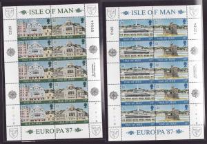 Isle of Man-Sc#332a,334a-unused NH sheets-Europa-Promenade,Douglas-1987-