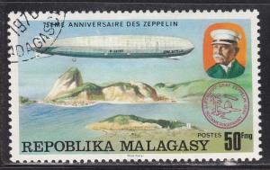 Fr Madagascar 546 Used 1976 Count Zeppelin and LZ-129