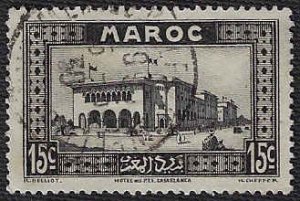 French Morocco #129 Used VLH; 15c Post Office at Casablanca (1933)