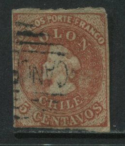Chile 1854 5 centavos used