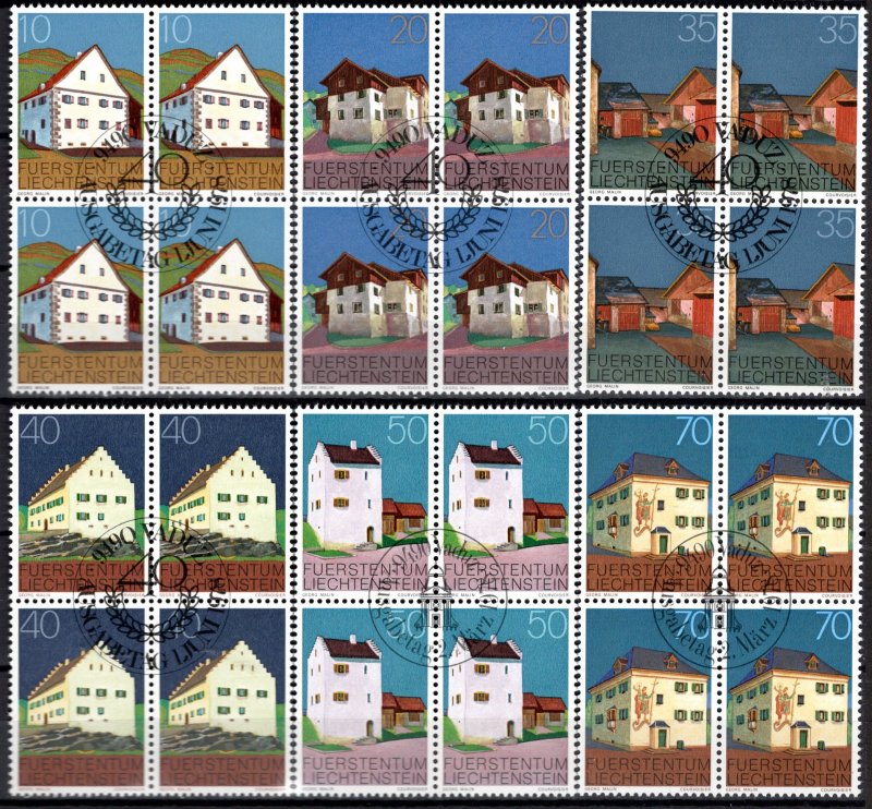 Liechtenstein Scott # 638 - 649, used, first day cancellation, b/4 each