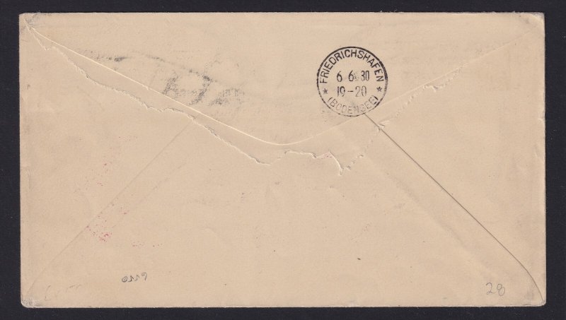 US Scott C14 (on cover) May 27th 1930 Graf Zeppelin, $1.30 brown, VERY FINE USED