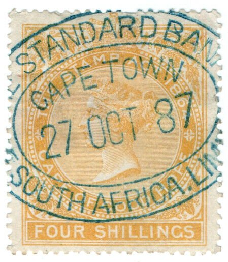 (I.B) Cape of Good Hope Revenue : Stamp Duty 4/- (1878)