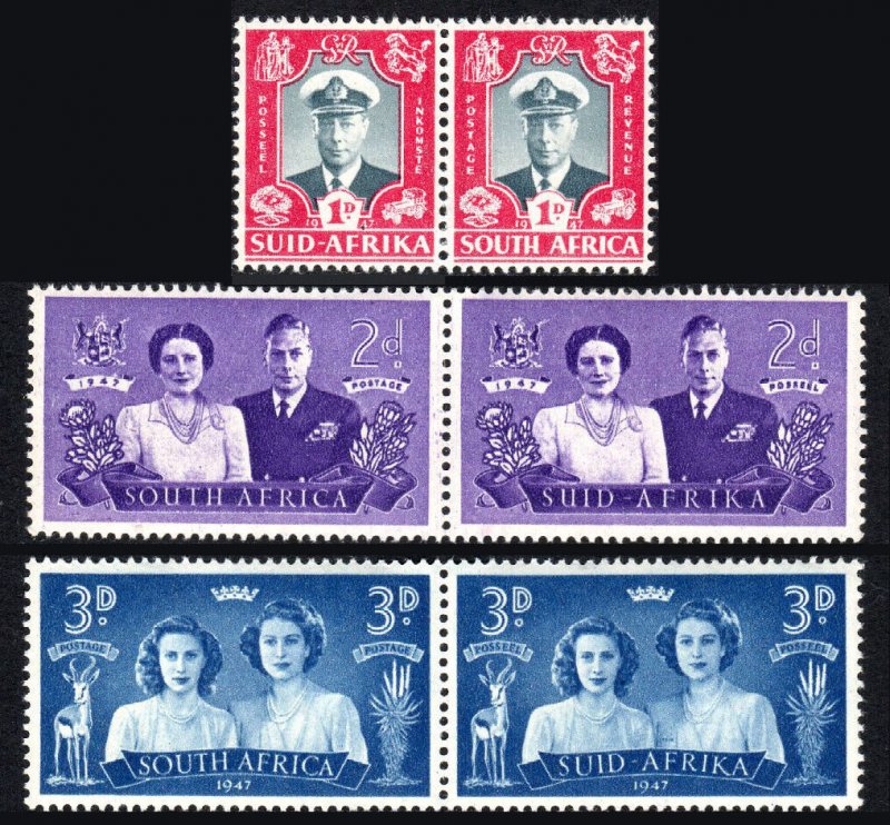 South Africa 103-105,MNH.Mi 181-186. Royal Visit 1947:King Georg VI,Elizabeth.