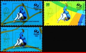 E30 BRAZIL 2015 OLYMPIC GAMES, RIO 2016, JUDO, STAMPS 3RD & 4TH SHEET, MNH