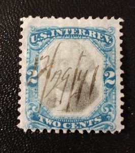 US #R104 Used F-VF 2c Blue & Black Documentary Revenue Stamp 1871