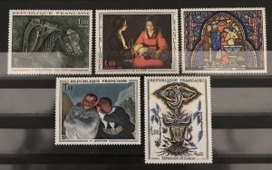 France 1966 #1149-53, Paintings, Wholesale Lot of 5, MNH, CV $10